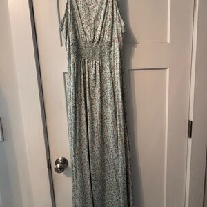 Sozy Floral Maxi Dress in Green and Pink